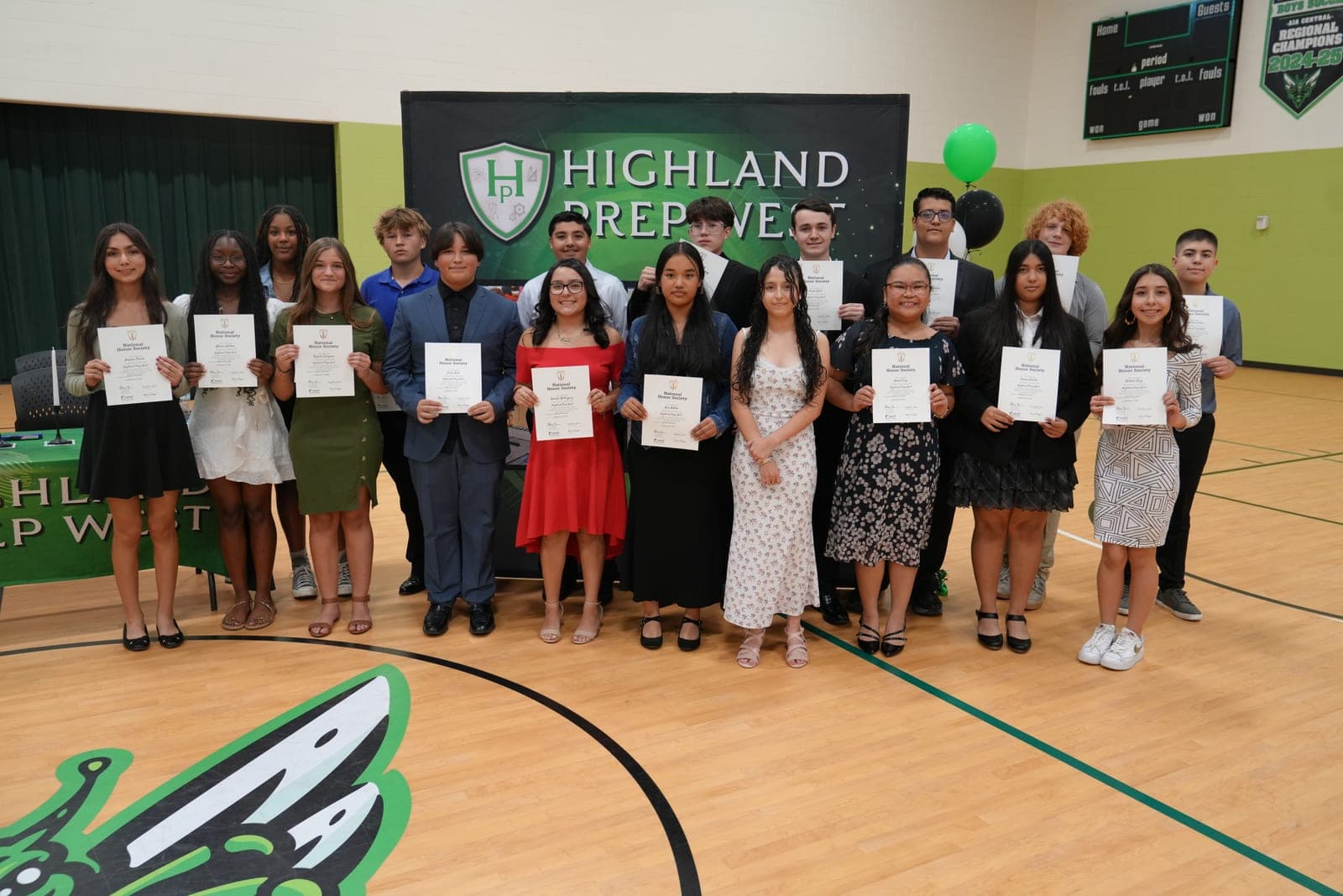 Highland Prep West National Honor Society inductees at their ceremony