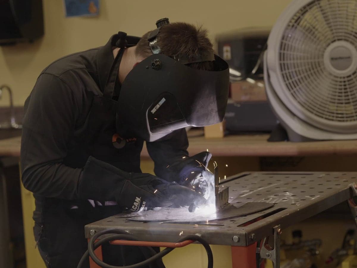 MIG and TIG welders in the Highland Prep West fabrication shop