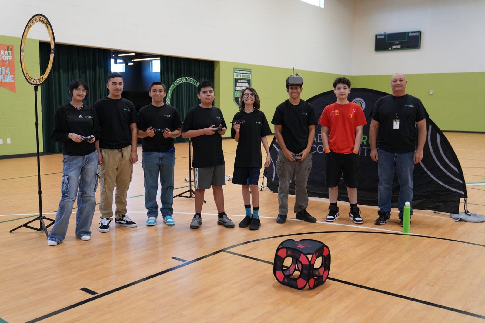Highland Prep West students flying a drone